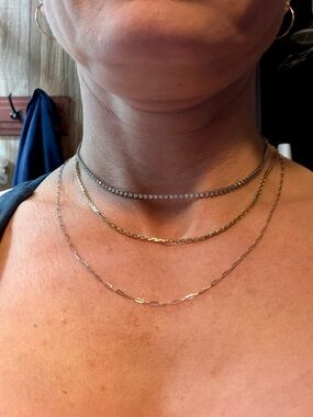 18k stamped solid white gold Paperclip Chain Necklace — Sleek Link Design